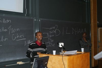 On 4th October, 2011 The Somali Community in Oslo held a conference and Professor Ahmed Ismail Samatar stand near Ibrahim.
